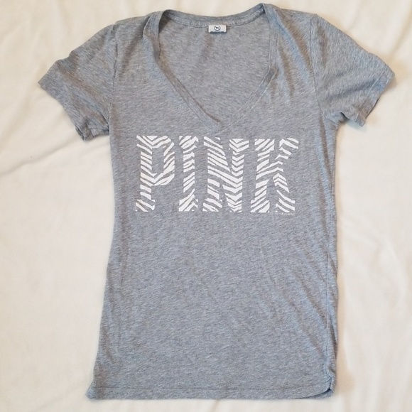 PINK Victoria's Secret Tops - VS/PINK "PINK" Animal Print V-Neck T-Shirt Small